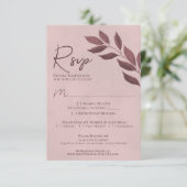 Cartons Réponse Wistful Leaves Dusty Rose Moderne Chic Wedding (Debout devant)