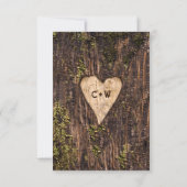 Cartons Réponse Wood Bark Heart Rustic Mariage code QR (Dos)