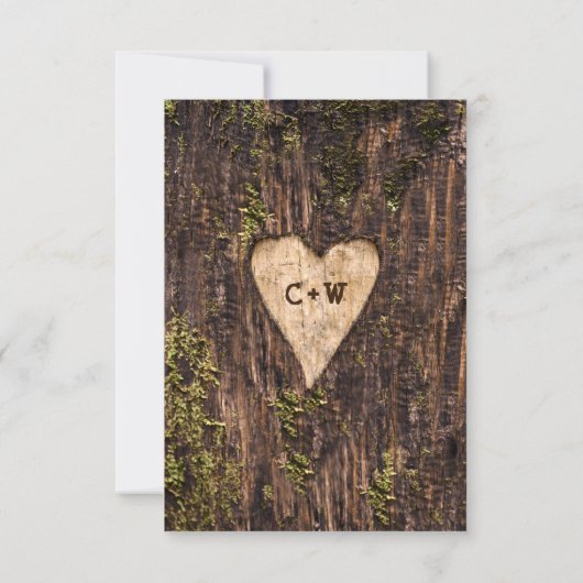 Cartons Réponse Wood Bark Heart Rustic Mariage code QR (Dos)