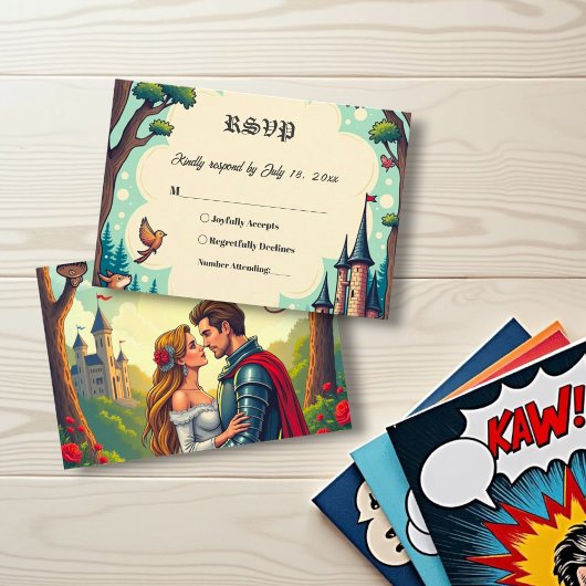 Cartons Réponse Woodland Enchanted Forest Castle Fairytale Mariage