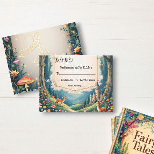 Cartons Réponse Woodland Enchanted Forest Castle Fairytale Mariage
