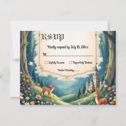 Cartons Réponse Woodland Enchanted Forest Castle Fairytale Mariage (Devant)