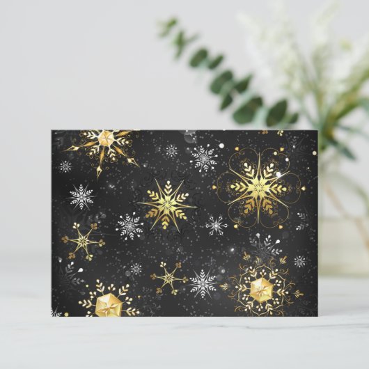 Cartons Réponse Xmas Golden Snowflakes on Black Background (Debout devant)
