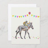 Cartons Réponse Zebra Monkey Balloon party Carte-réponse (Devant / Derrière)