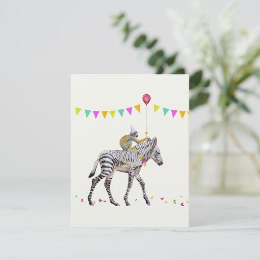 Cartons Réponse Zebra Monkey Balloon party Carte-réponse (Debout devant)