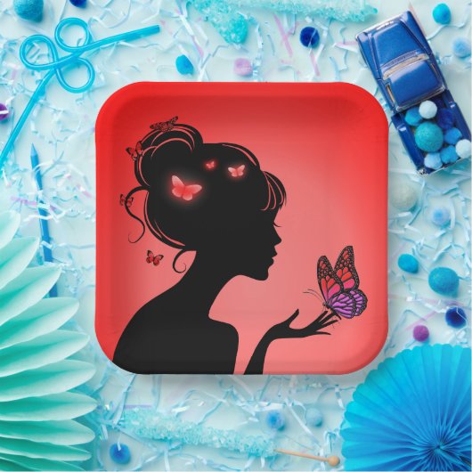 Carton's Rood vlinder Papieren Bordje (Feest)