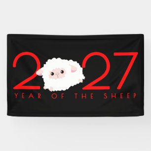Cartoon 2027 Chinees Nieuwjaar van Schaap Spandoek