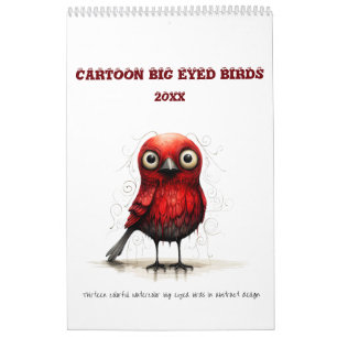 Cartoon Abstracte Big Eyed Birds Kalender