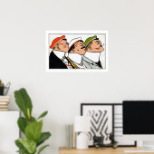  Cartoon Academic Fencing Mensur Poster (Thuiskantoor)