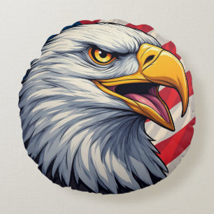 Cartoon Adelaar met Amerikaanse Vlag Patriottisch Rond Kussen