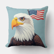 Cartoon adelaar met zwaaiende Amerikaanse vlag pat