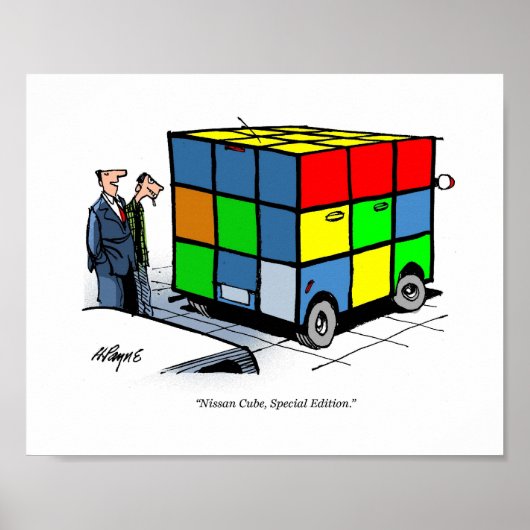 Cartoon afdruk Nissan Cube Poster (Voorkant)