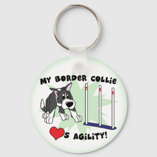 Cartoon Agility Border Collie Sleutelhanger