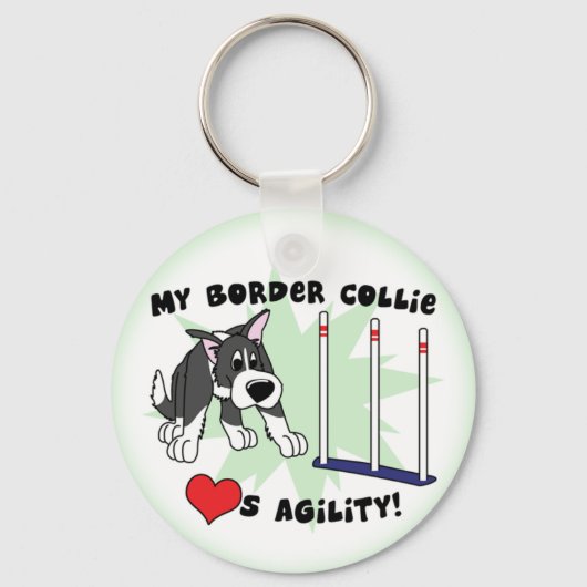 Cartoon Agility Border Collie Sleutelhanger (Voorkant)