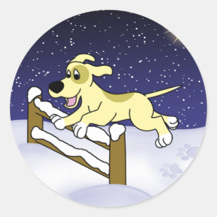 Cartoon Agility Dog Christmas Ronde Sticker