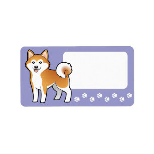 Cartoon Akita Inu/Shiba Inu Etiket