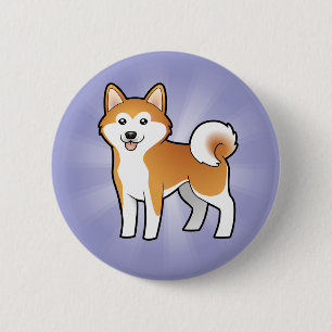 Cartoon Akita Inu/Shiba Inu Ronde Button 5,7 Cm