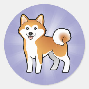 Cartoon Akita Inu/Shiba Inu Ronde Sticker