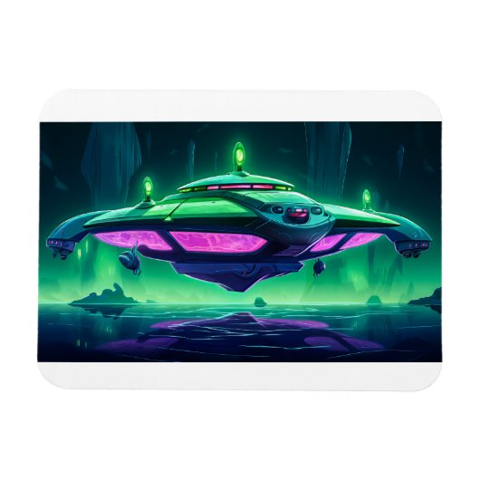 Cartoon Alien Spaceship Magneet (Horizontaal)