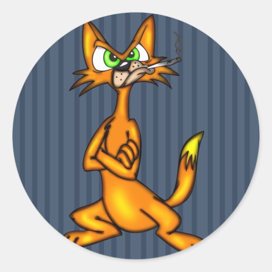 Cartoon Alley Cat Ronde Sticker (Voorkant)