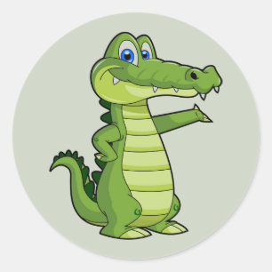 Cartoon Alligator Achtergrond Ronde Sticker