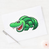 Cartoon Alligator Ovale Sticker (Envelop)