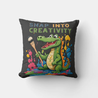 Cartoon alligator painting - snap into creativity kussen