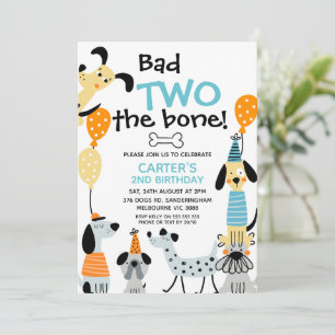 Cartoon als Bad Two The Bone Dogs 2nd Birthday Kaart