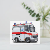 Cartoon Ambulance Auto Feestdagenkaart (Staand voorkant)