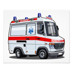 Cartoon Ambulance Auto Foto Afdruk