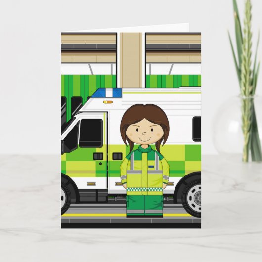 Cartoon Ambulance en EMT Kaart (Voorkant)