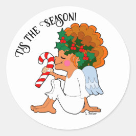 Cartoon Angel met Candy Cane Sticker