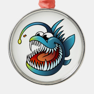 Cartoon Angler Fish Metalen Ornament