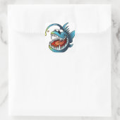 Cartoon Angler Fish Vierkante Sticker (Tas)