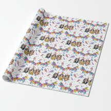 Cartoon Animal Birthday Wrapping Paper | Schattige