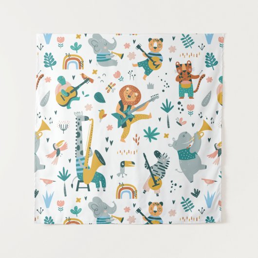 Cartoon Animals Band Wandkleed (Voorkant)