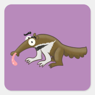 Cartoon Anteater Vierkante Sticker