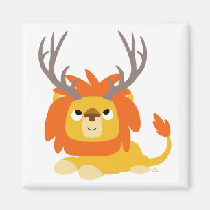 Cartoon Antlered Lion magnet Magneet