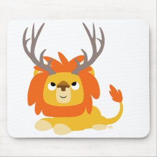Cartoon Antlered Lion mousepad Muismat
