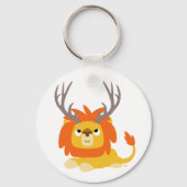 Cartoon Antlered Lion sleutelhanger (Voorkant)