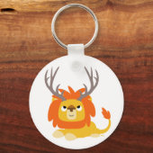 Cartoon Antlered Lion sleutelhanger (Voorkant)