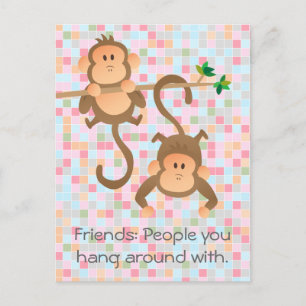 Cartoon apen hangen rond briefkaart
