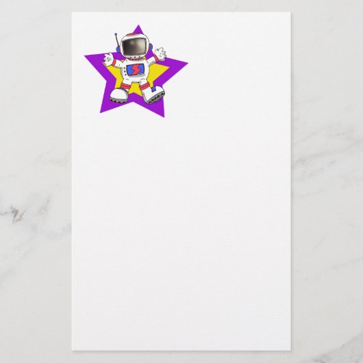 Cartoon Astronaut in Star Design Briefpapier (Voorkant)