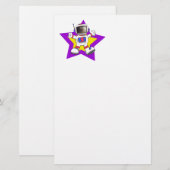 Cartoon Astronaut in Star Design Briefpapier (Voorkant / Achterkant)