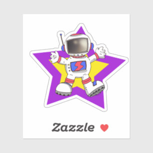 Cartoon Astronaut in Star Design Sticker