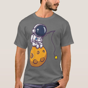 Cartoon Astronaut Vist Star Space Planet T-shirt