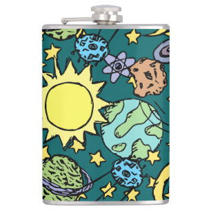 Cartoon Astronomie Flask Heupfles