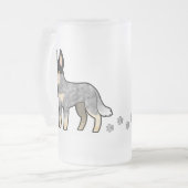 Cartoon Australian Cattle Dog/Kelpie Matglas Bierpul (Voorkant links)