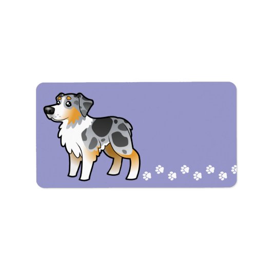 Cartoon Australian Shepherd Etiket (Voorkant)