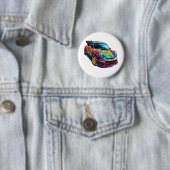 Cartoon auto illustratie ronde button 5,7 cm (In situ)